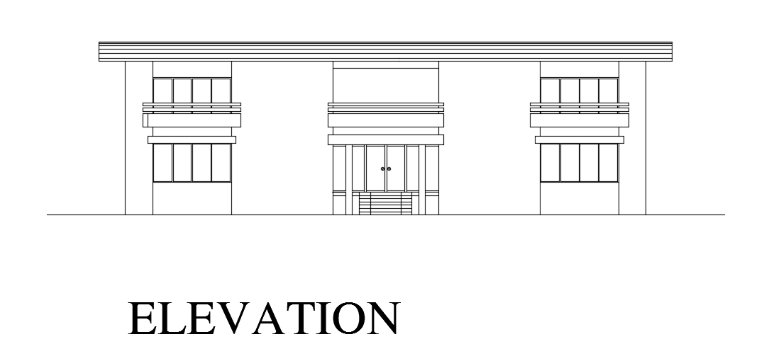 An elevation view of the 181’x80’ paying guest house building