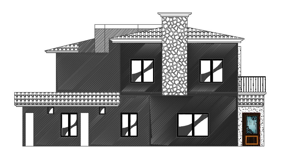 An elevation view of the 19x10m house building