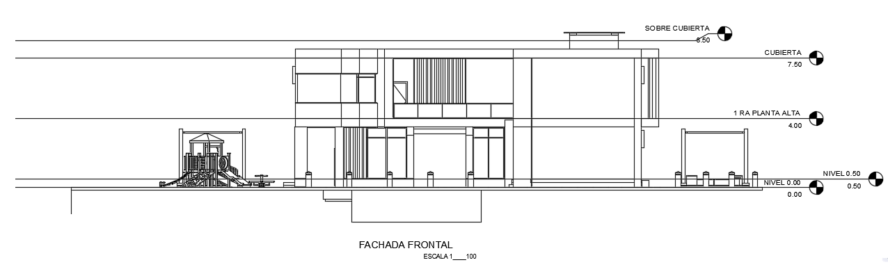 An elevation view of the 20x15m house building