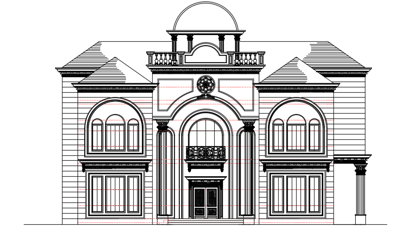 20x18m Arabian Villa Elevation DWG Luxury Villa Design Features