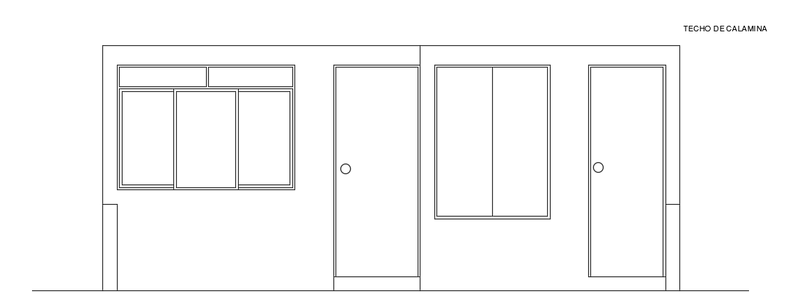 An elevation view of the 20x6m 2bhk house building AutoCAD drawing