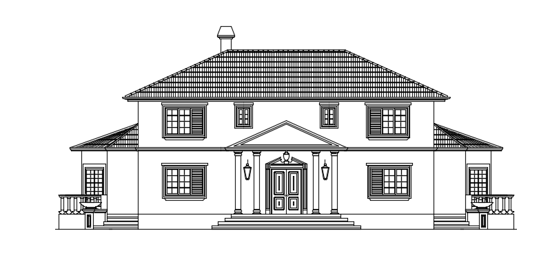 An elevation view of the 21x14m house building is given in this file
