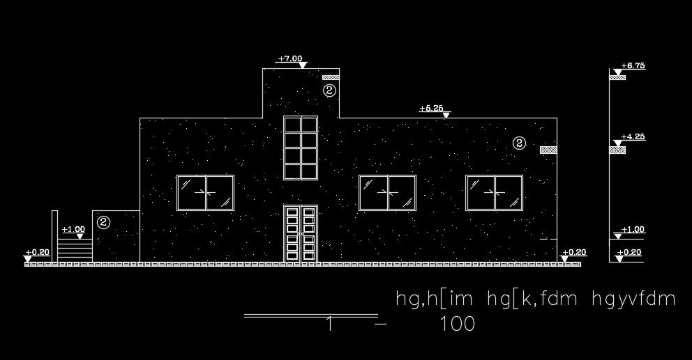 An elevation view of the 22x22m house building