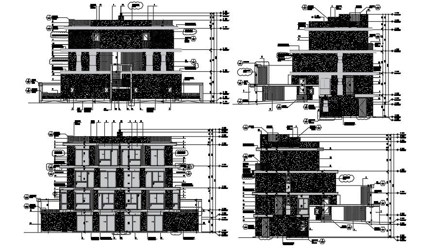 An elevation view of the 23x18m house building view