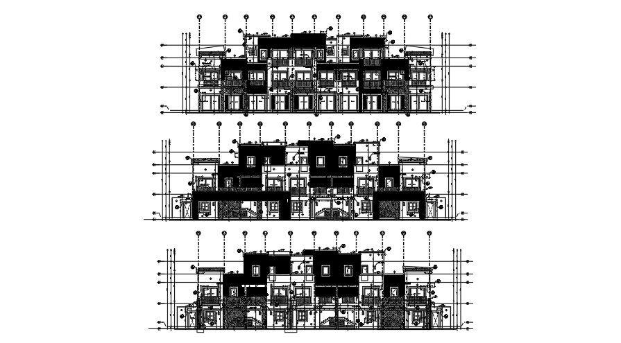An elevation view of the 26x19m row house building