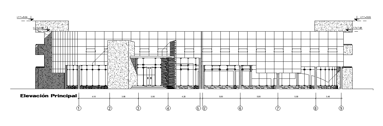 An elevation view of the 35x15m office building is given in this AutoCAD drawing file. Download now.