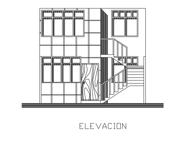 An elevation view of the 6x20m architecture house building is given in this file