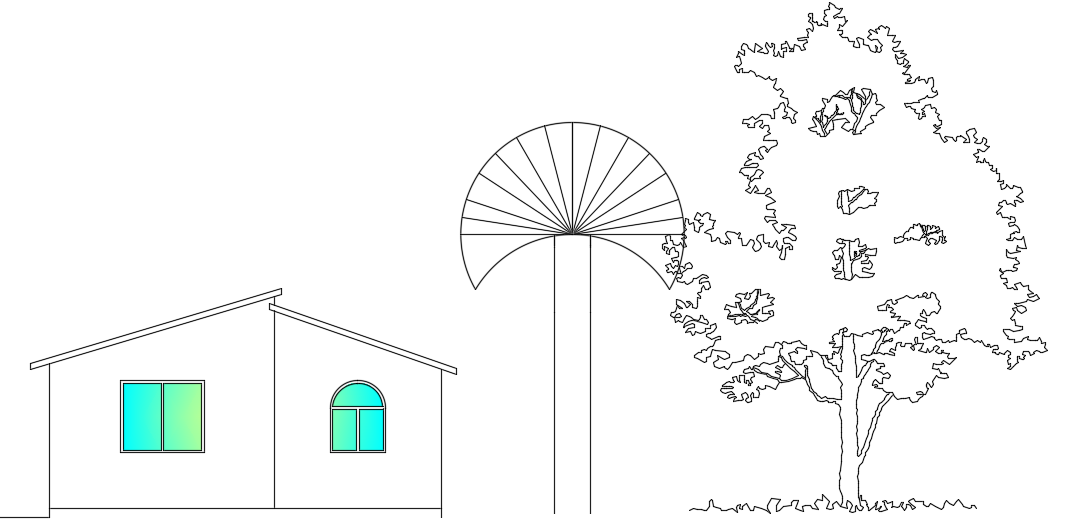 An elevation view of the 7x7m simple guest house building drawing