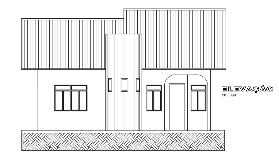 An elevation view of the 8x9m house building is given in this file