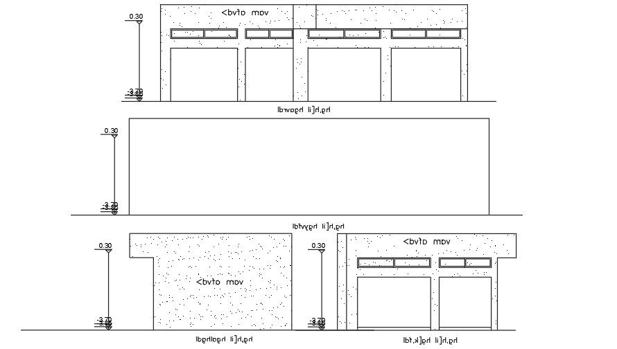 An elevation view of the 9x18m store house building AutoCAD drawing