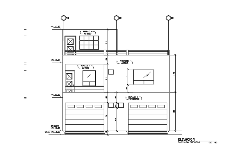 An elevation view of the 9x6m home building cad model is given in this file