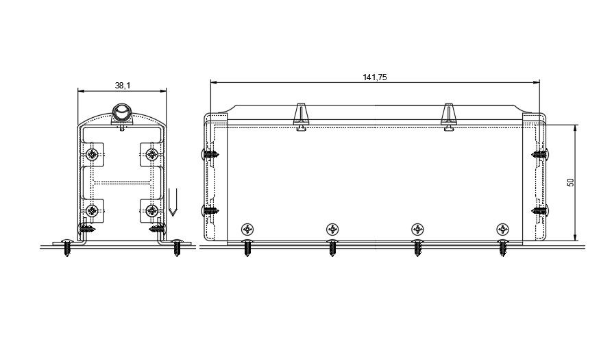 An elevation view of the tank is given in this CAD drawing