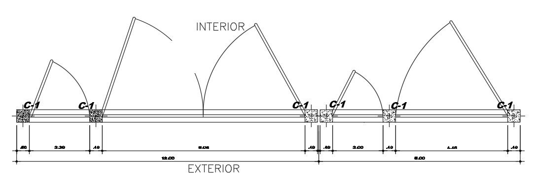 An exterior view of the 20x12m single story building is given in this AutoCAD drawing model. Download now.
