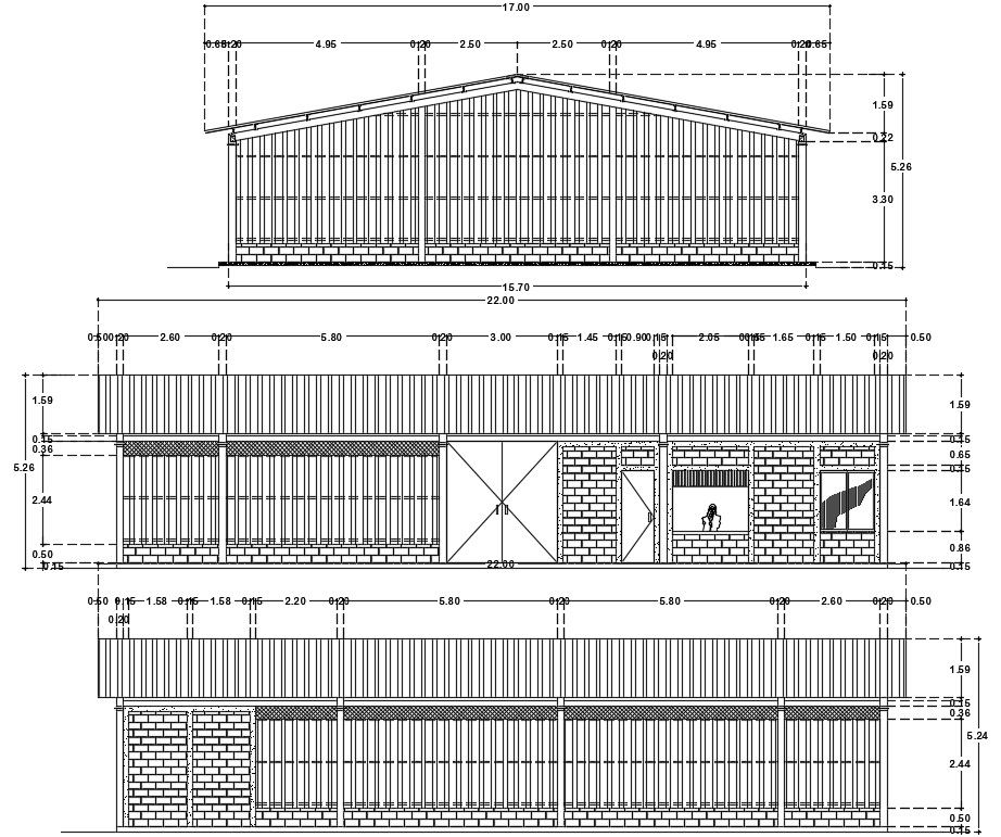 An interior cut section view of 10x15m hotel building is given in this Autocad drawing file. Download now.