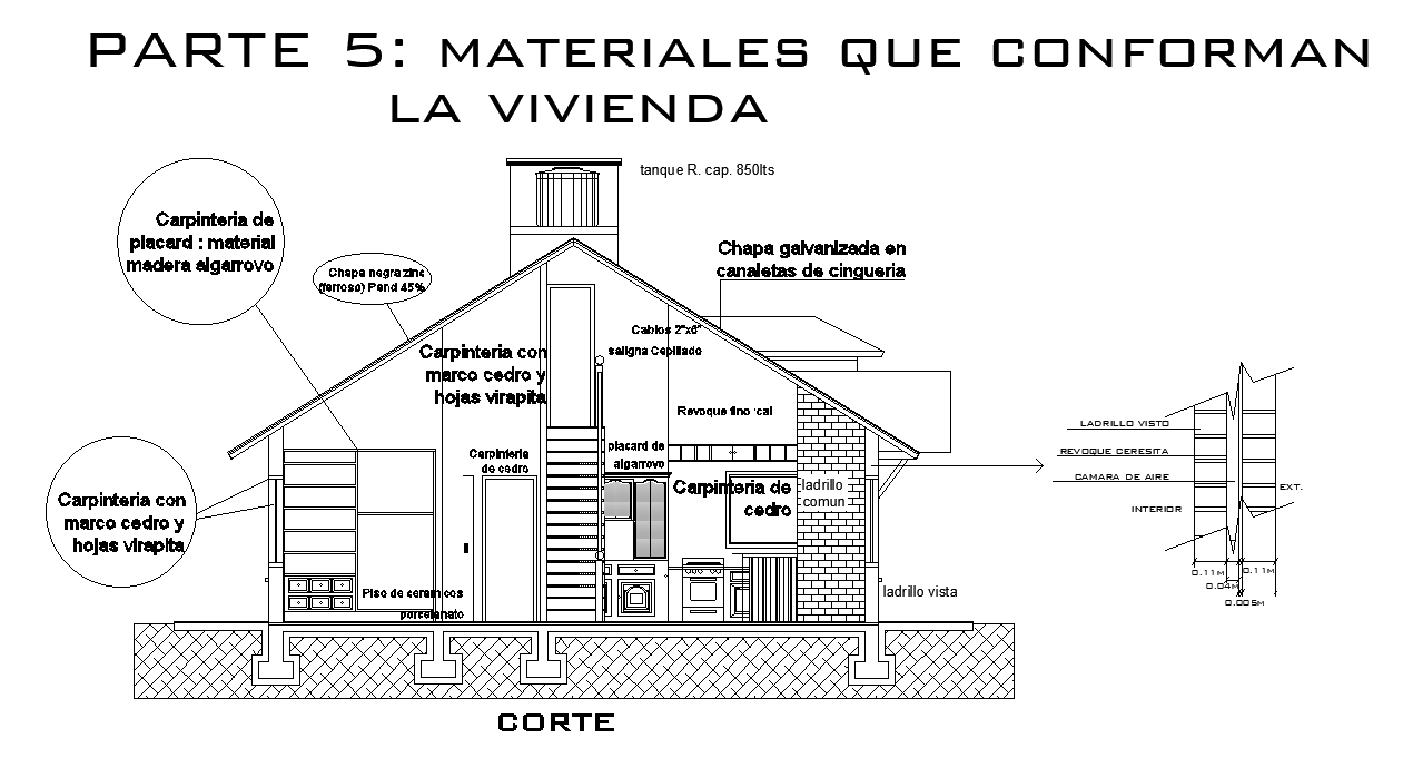 An interior cut section view of the 12x9m house building