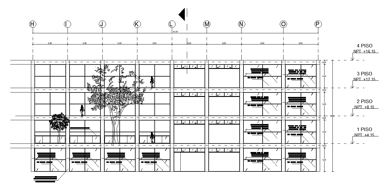An interior section view of the 77x48m library building is given in this AutoCAD drawing model. Download now.