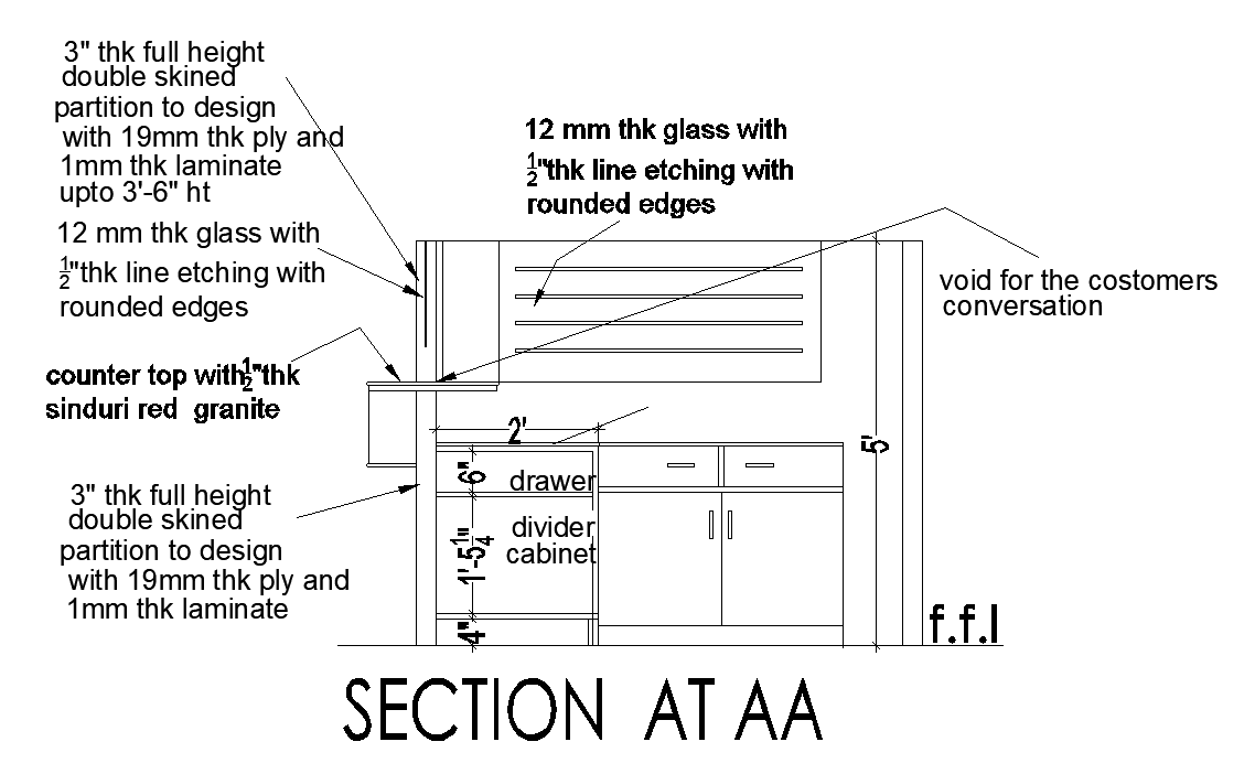 An interior section view of the officers & clerical tables are given in this AutoCAD drawing model. Download now.