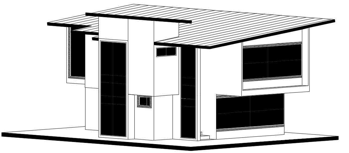 An isometric view of the 10x9m houses building