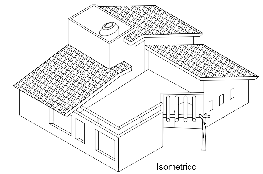 Access Isometric Drawing of 8x8m Small House 3D Architectural Plan