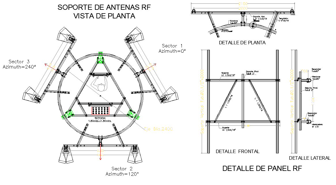 Antenna support plant view autocad file