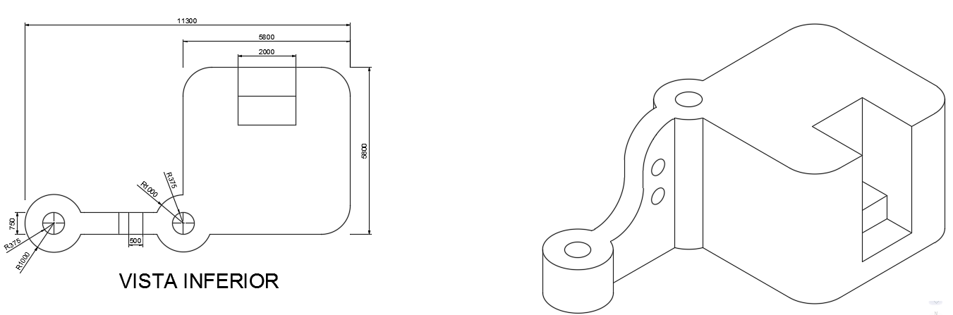 A one bedroom house building isometric view CAD drawing