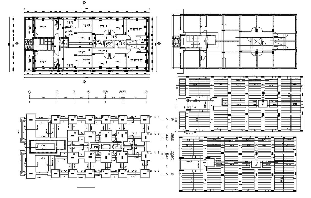 Apartment Building Cluster Beam And Foundation Drawing DWG File