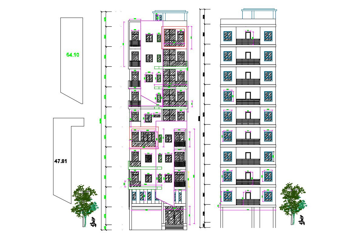 Apartment Building Elevation AutoCAD File