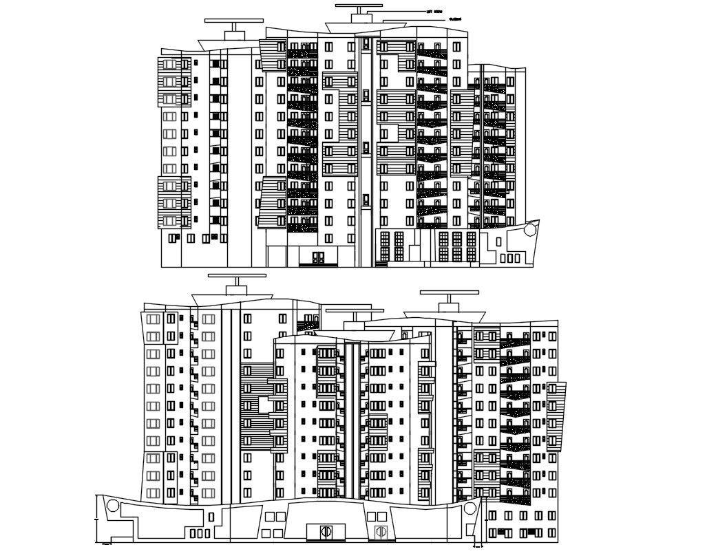 Apartment Building Elevation AutoCAD File