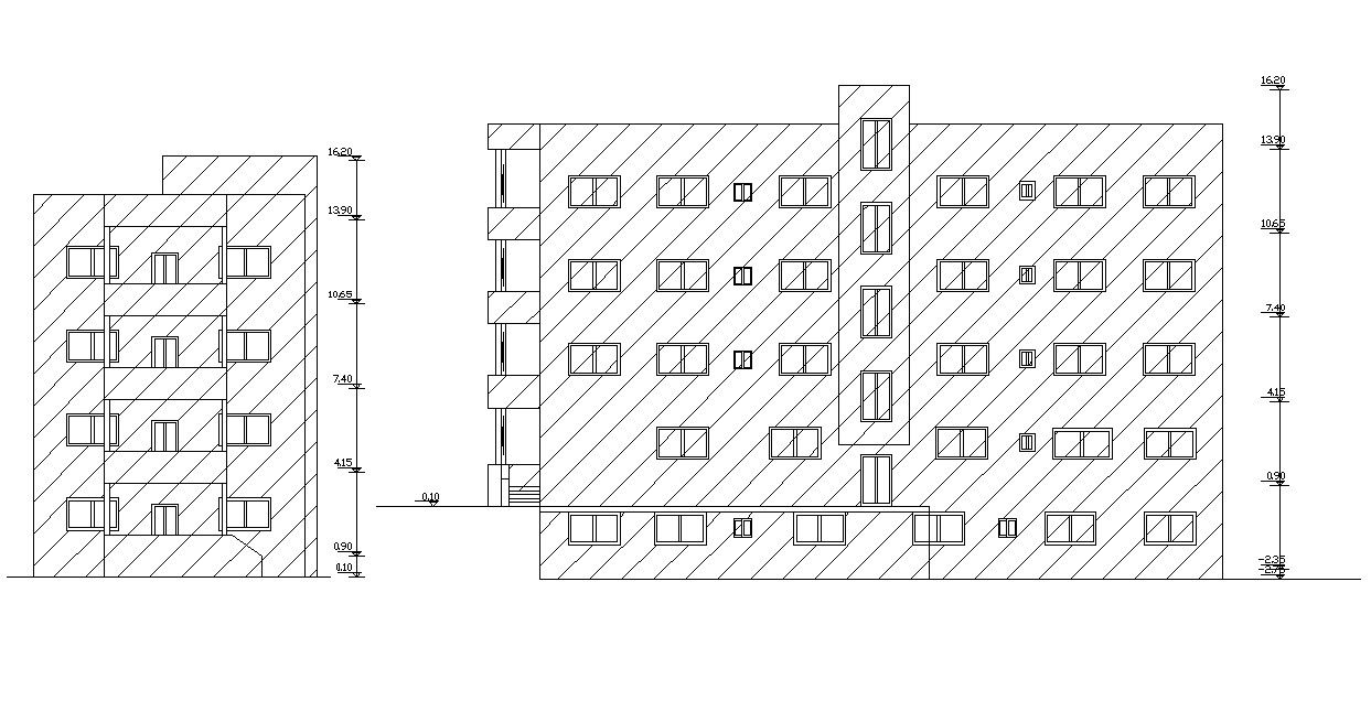 Apartment Building Elevation Design Architectural Drawing