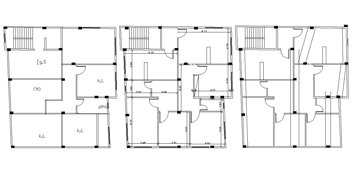 Apartment Building Floor Architectural Drawing With Dimension