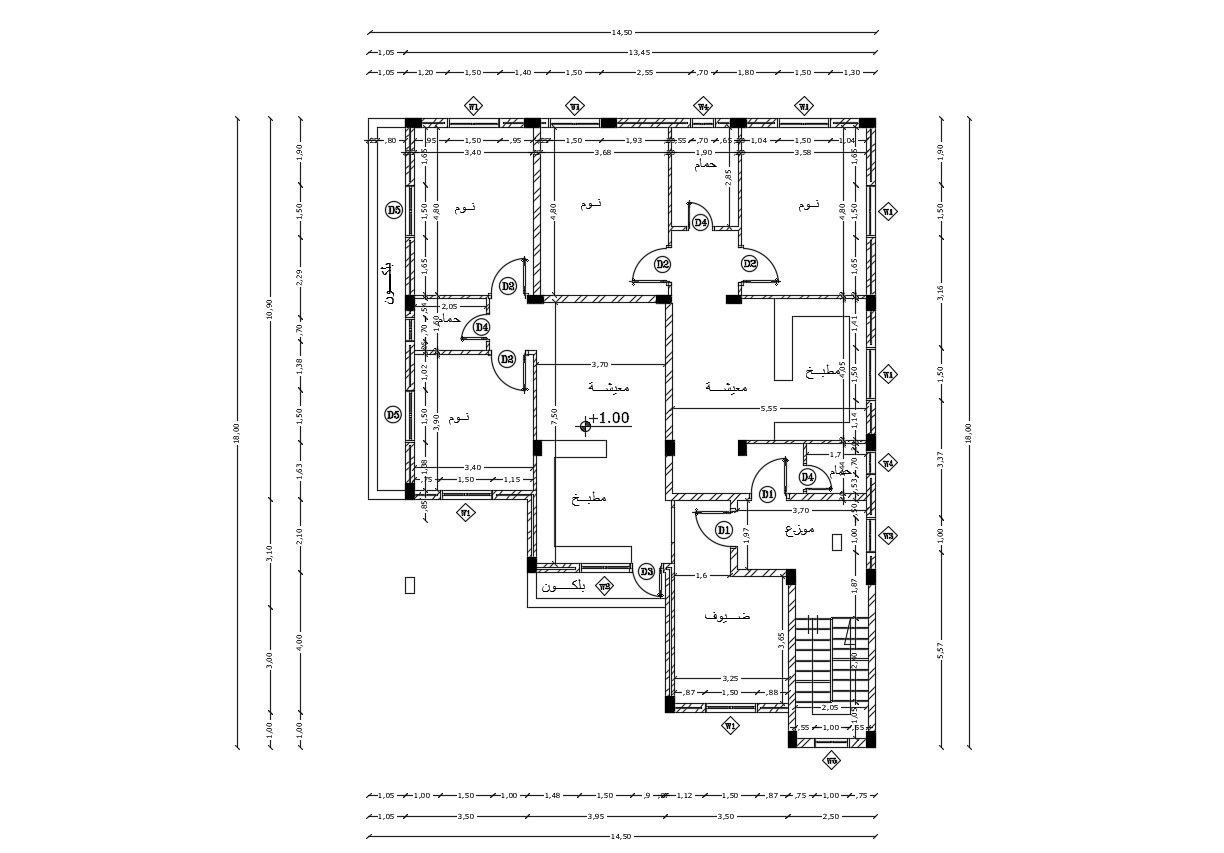 Apartment Building Floor Plan And Working Drawing Design