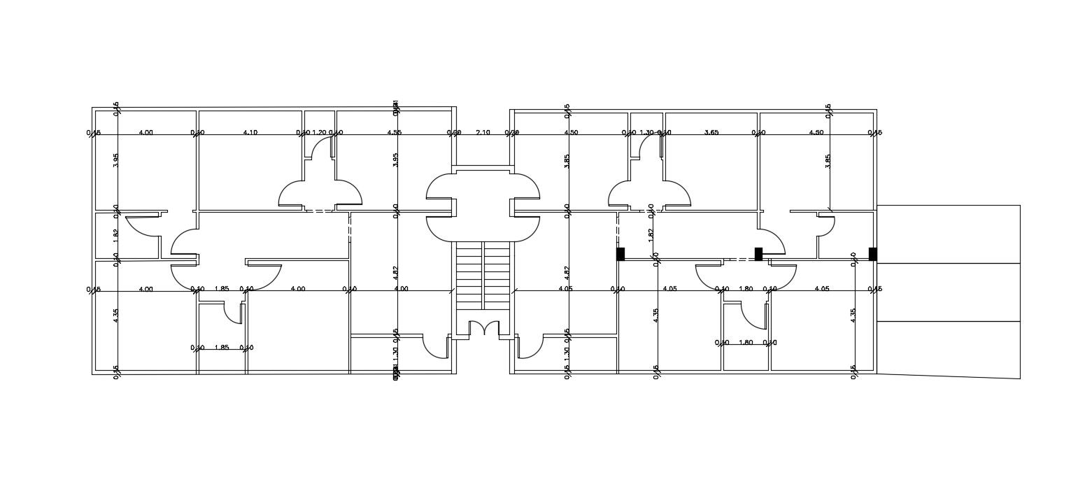 Apartment Building Floor Plan With Dimension AutoCAD Drawing