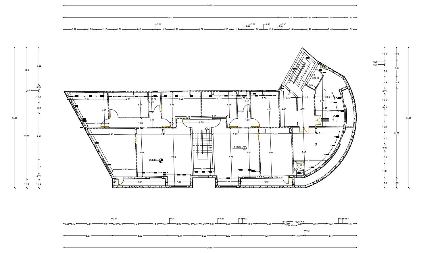Apartment Building Floor Plan With Working Dimension Design