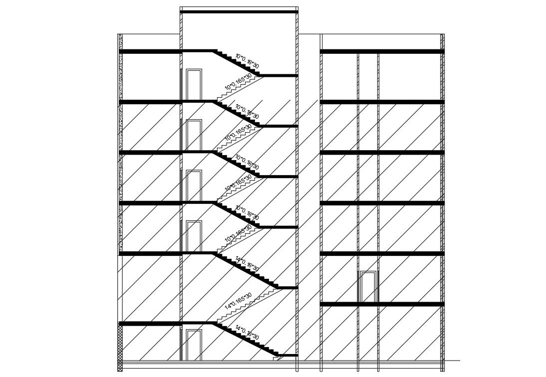 Apartment Building Free Section Drawing DWG File