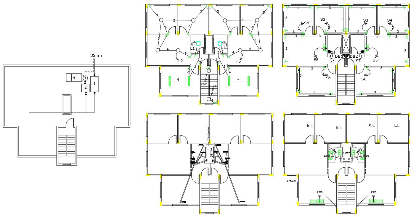 Apartment Building Plumbing And Electrical Layout Plan CAD File