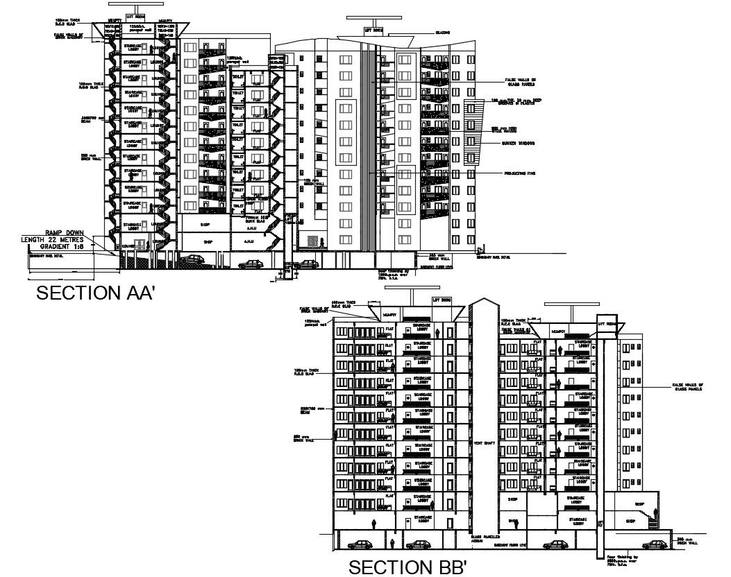 Apartment Building Section Plan