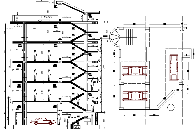 Apartment Building and Office Section Details dwg file