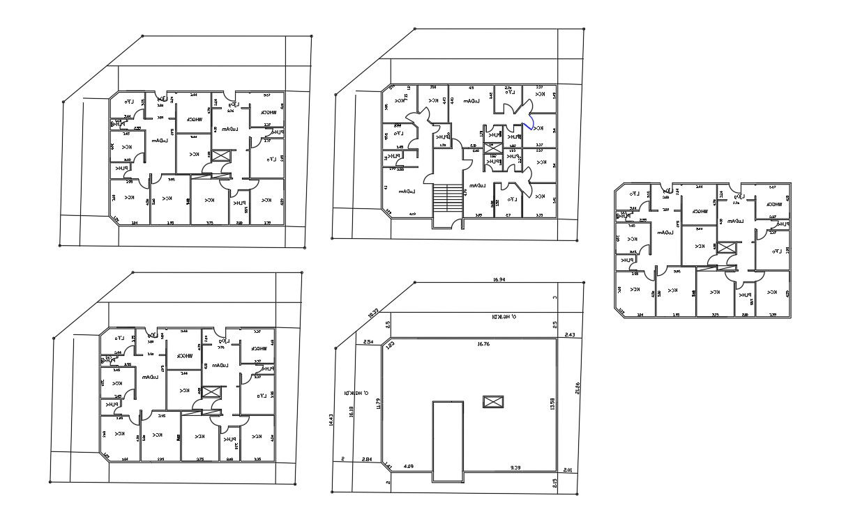 Apartment Cluster Layout Plan AutoCAD Drawing