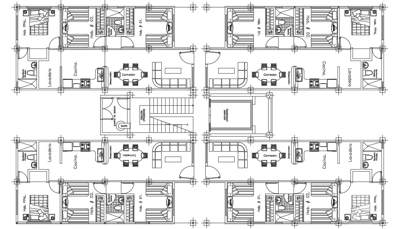 Apartment Cluster Plan AutoCAD Drawing