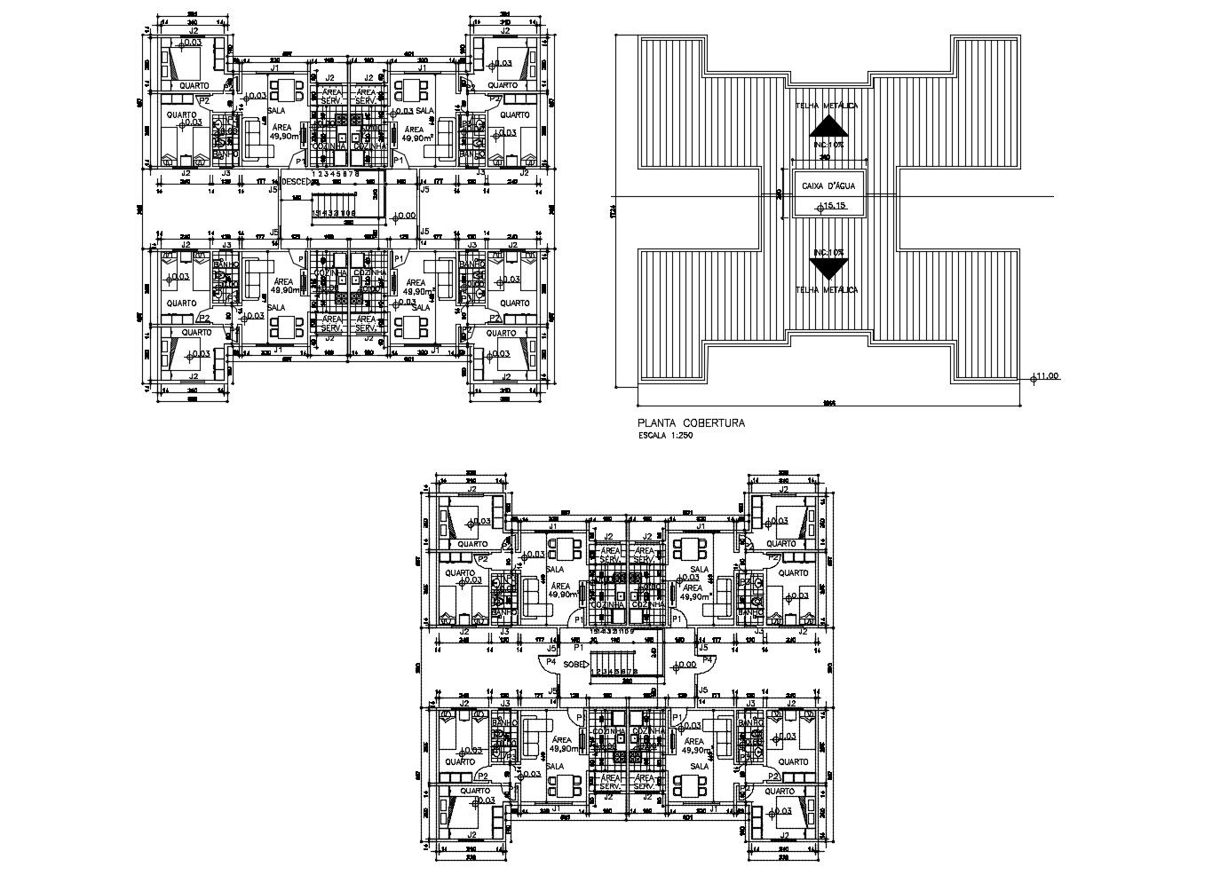 Apartment Drawing with furniture details in dwg file