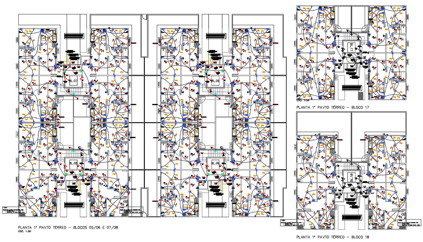 Apartment electrical installation plan in 2D DWG file
