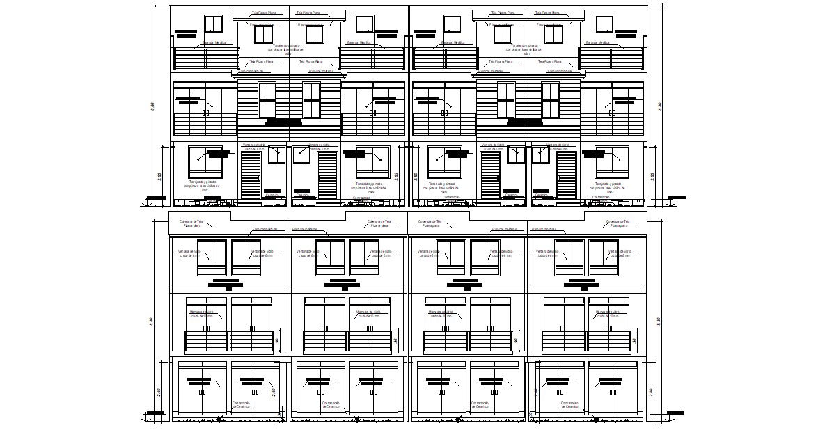 Apartment Elevation Architectural 2d CAD drawing