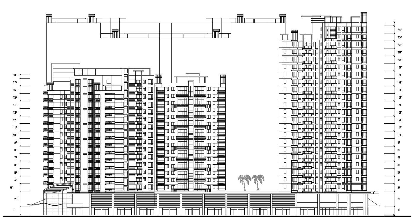 Apartment Facade Design CAD File 