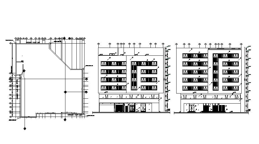 Apartment Flat Elevation AutoCAD Drawing Free Download