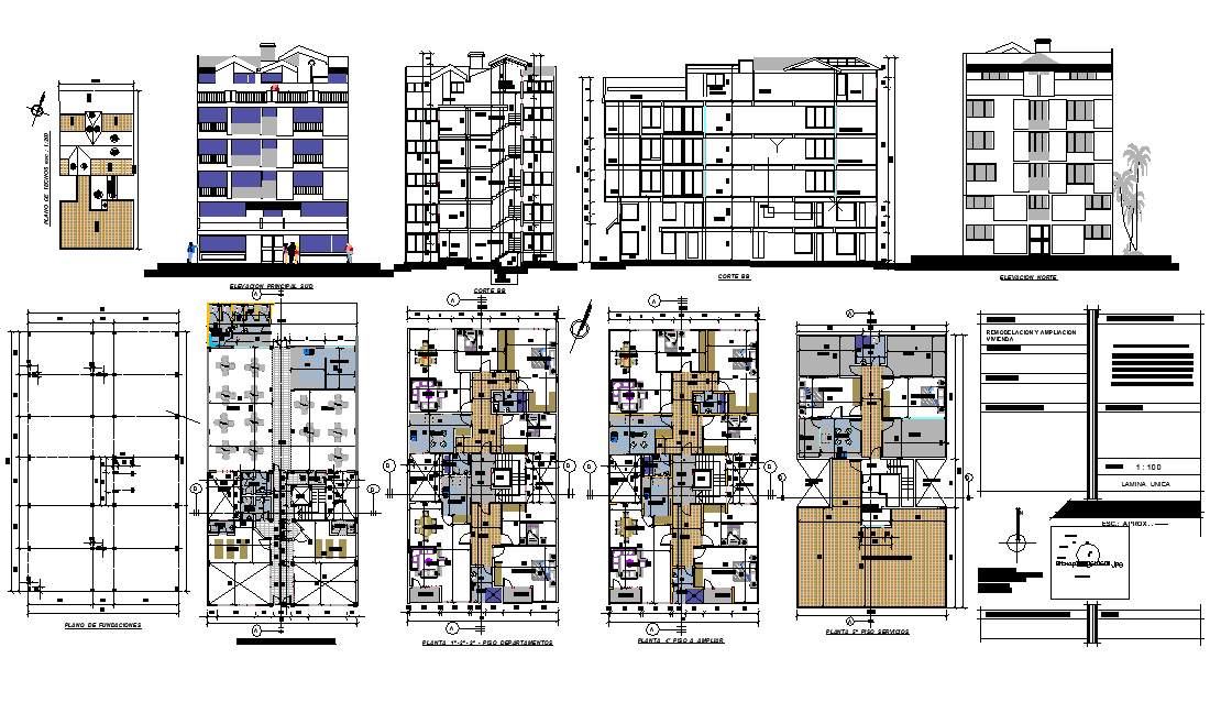 Apartment Flat Elevation dwg file