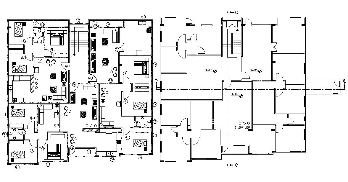Apartment Floor Plan With Furniture Layout CAD Drawing