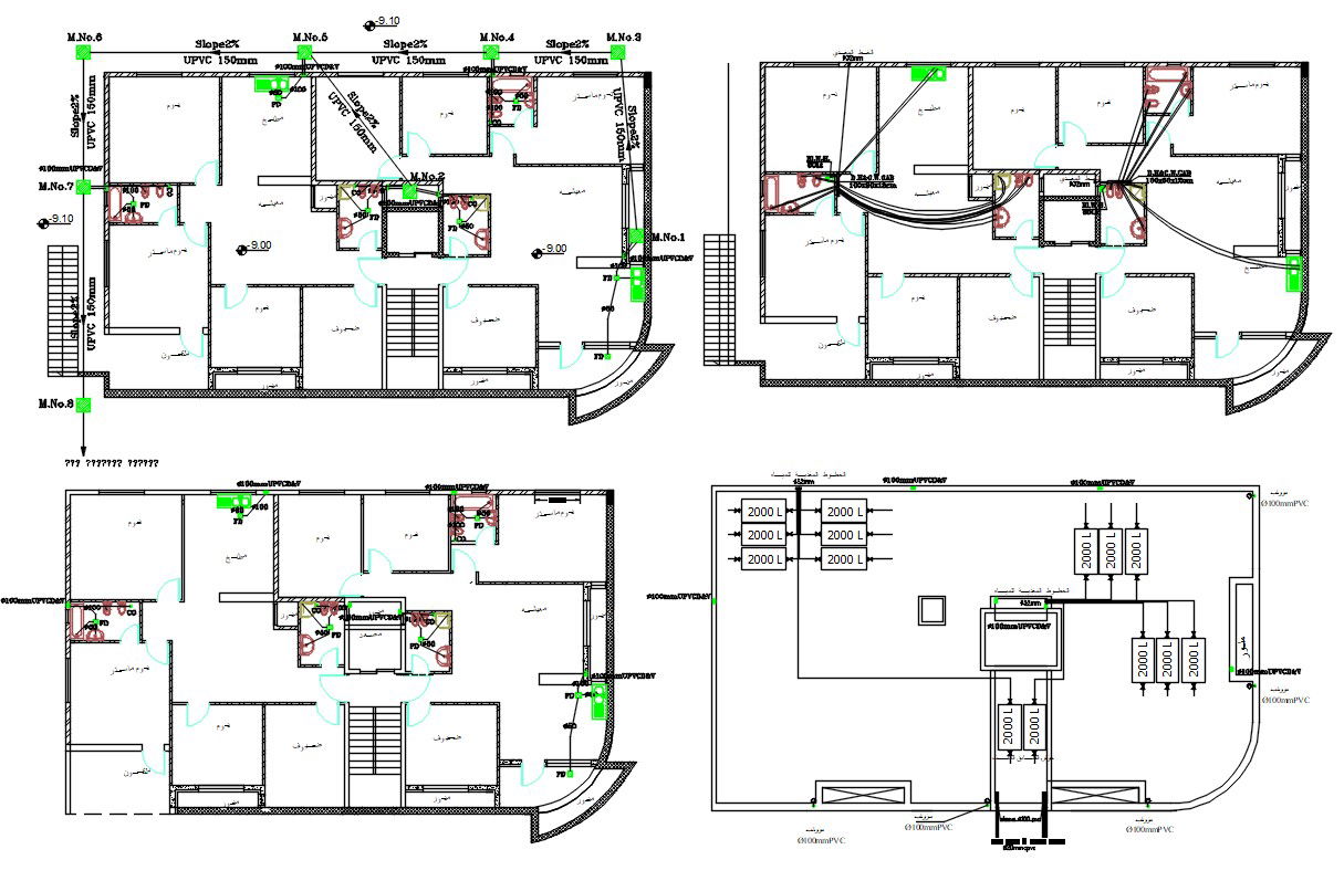 Apartment Floor Plan With Sanitary Layout Drawing DWG File