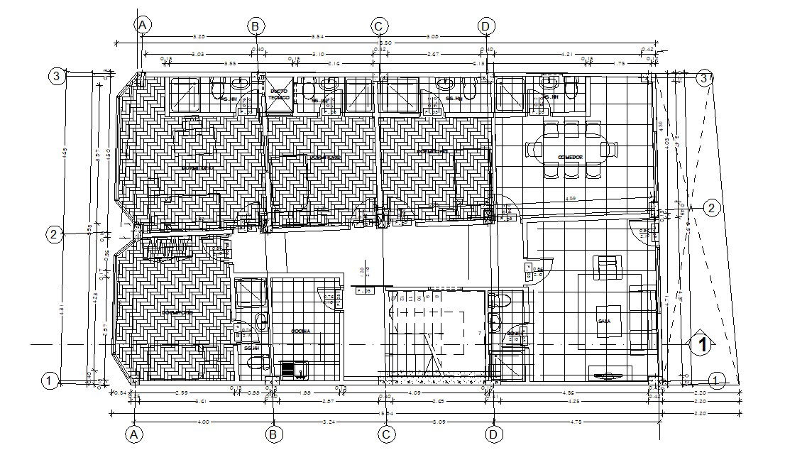 Apartment Flooring Plan AutoCAD Drawing