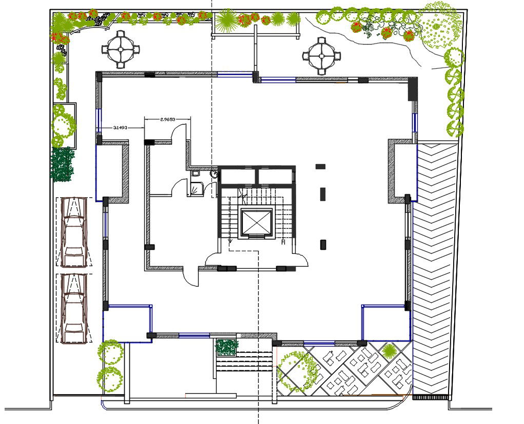 Apartment Ground floor Column Layout Plan CAD Drawing