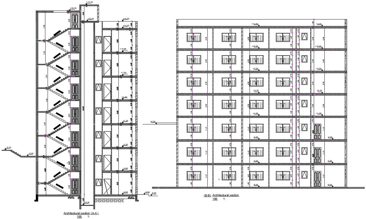 Apartment House Building Section Drawing DWG File